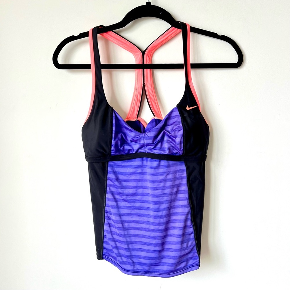 NIKE Striped Color Block Racer Back Tankini Swim Top—SZ. 6 - Picture 10 of 12